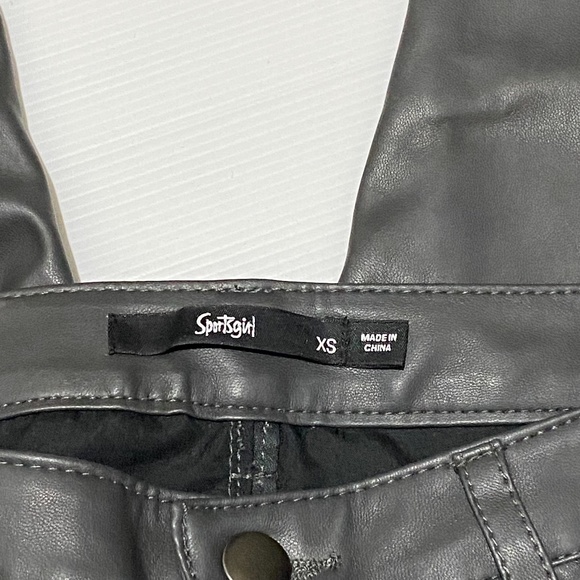 SPORTSGIRL Womens Size XS Dark Grey Faux Leather Look Biker Skinny Pants - Picture 8 of 14